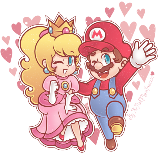 Super Mario Bros - Mario And Peach Cute Clipart (600x583), Png Download