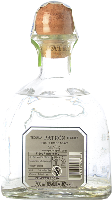 Patrón Silver - Glass Bottle Clipart (447x800), Png Download