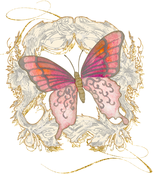 Bleed Area May Not Be Visible - Pink Vintage Butterfly Png Clipart (600x683), Png Download