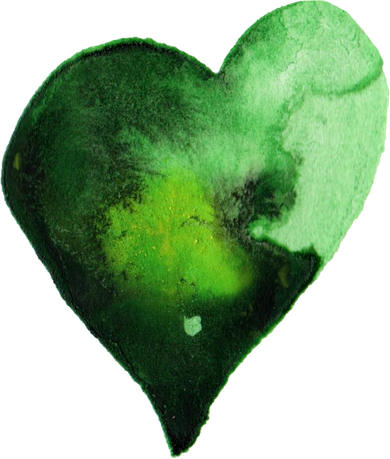 Free Download - Green Heart Water Color Png Clipart (548x645), Png Download