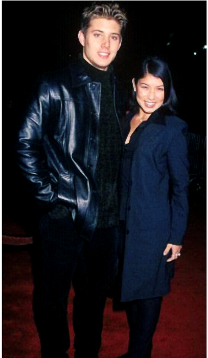 Jensen Ackles With Lisa Rideg Attending The Premiere - Leather Jacket Clipart (500x700), Png Download
