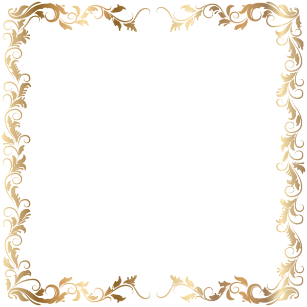 Border Deco Frame Gold Transparent Png Image - Gold Border With Transparent Background Clipart (599x600), Png Download