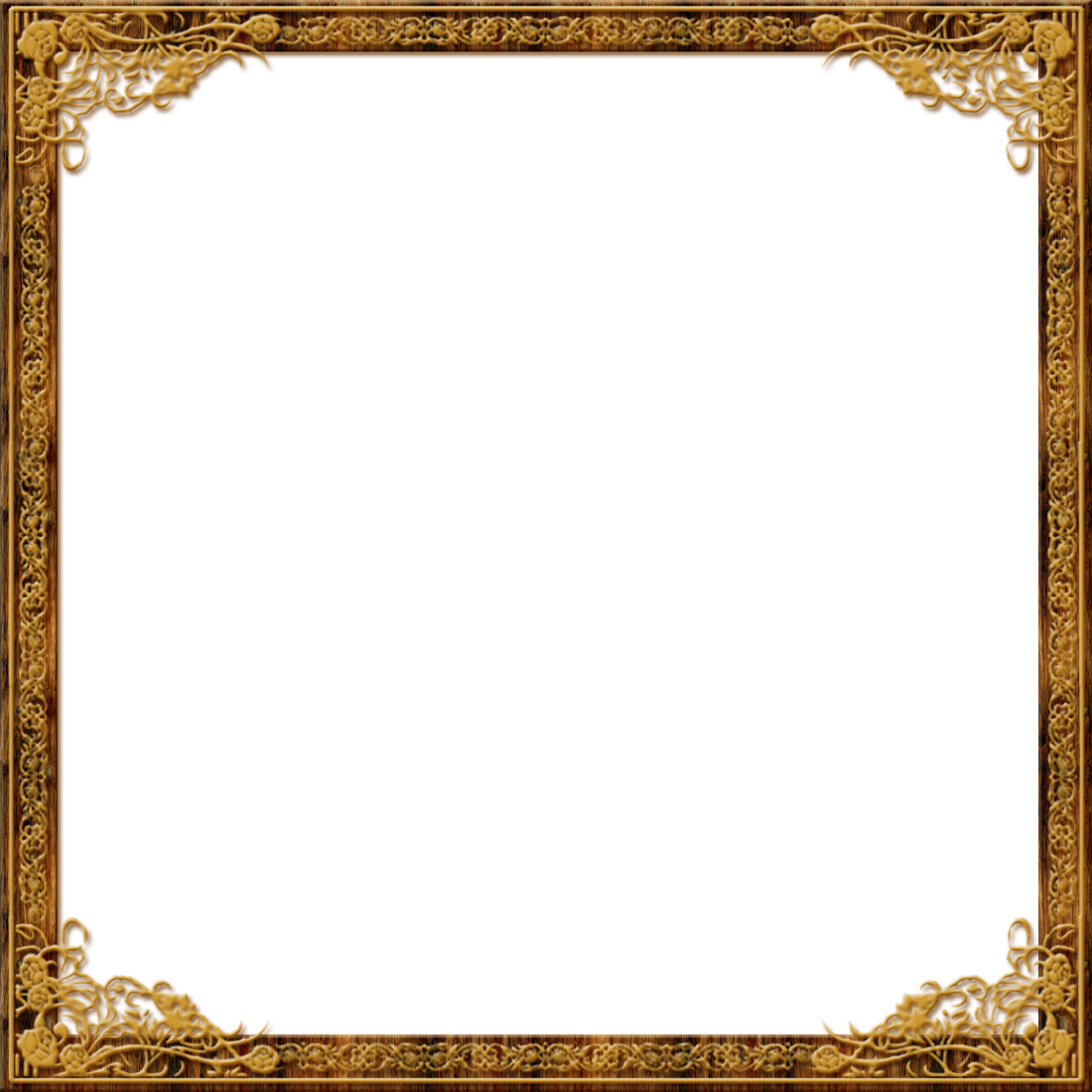 Gold Frame Borders Roses - Vintage Square Picture Frame Clipart (900x900), Png Download