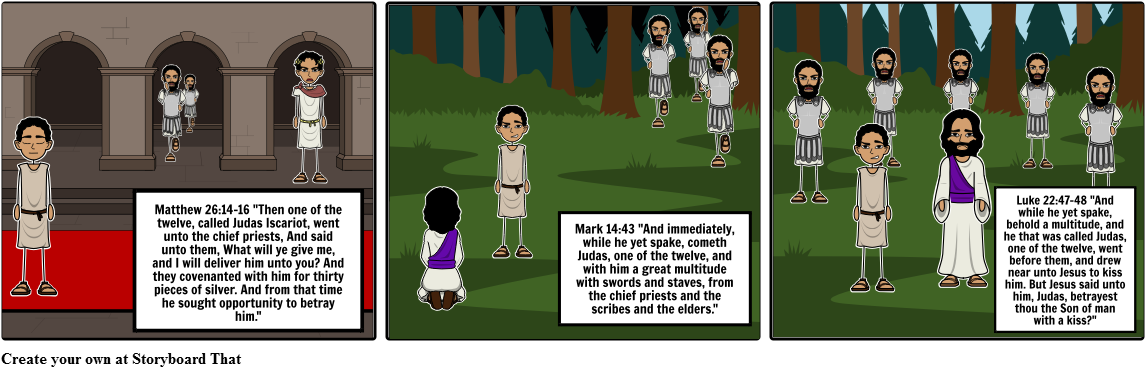 Judas' Betrayal - Cartoon Clipart (1164x385), Png Download