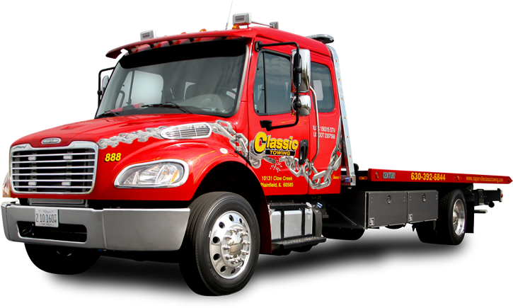 Freightliner - Red Flatbed Tow Truck Toy Clipart (800x533), Png Download