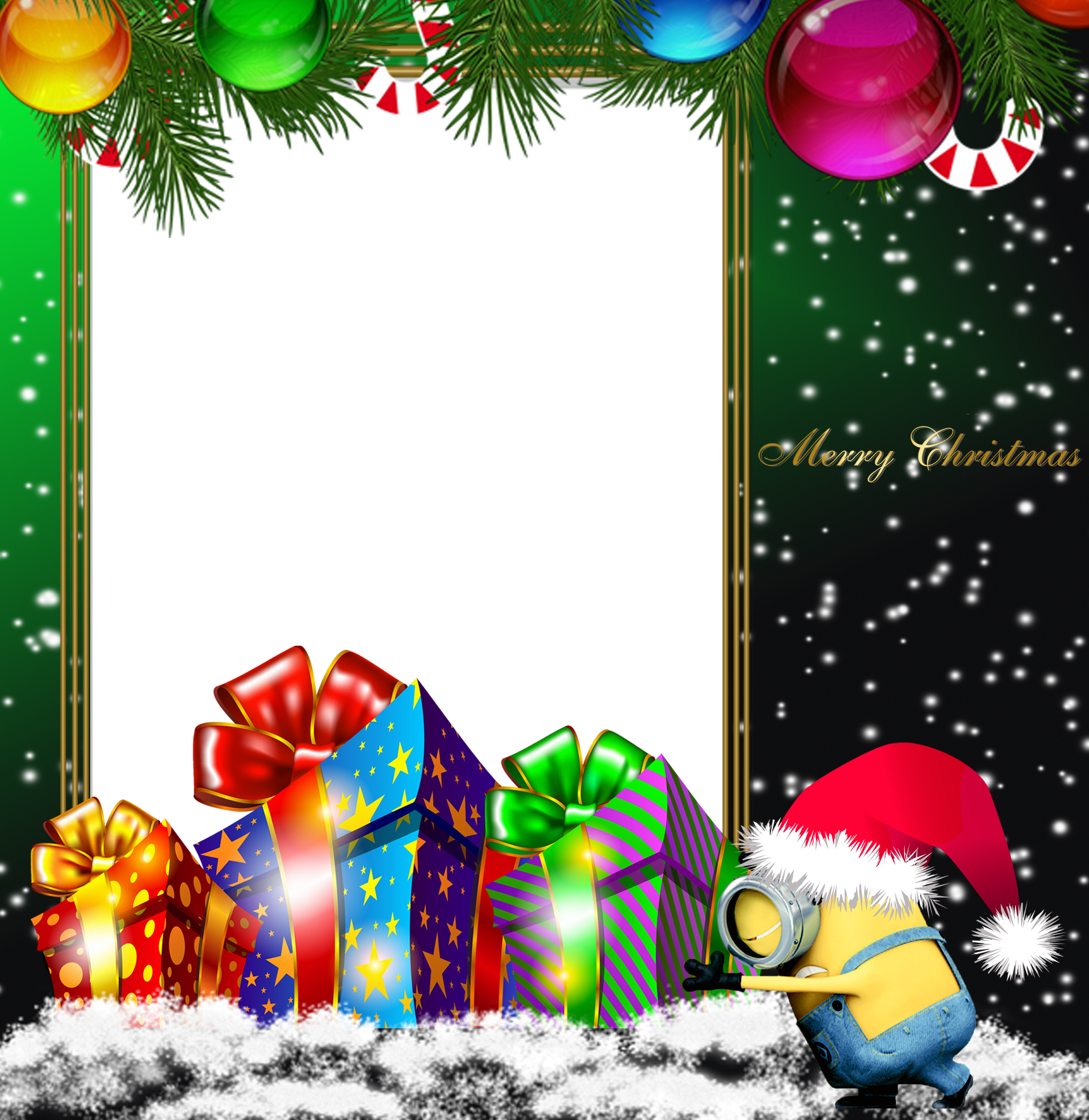 Tiptoe Clipart Christmas - Minion Christmas Frame - Png Download (2269x2333), Png Download