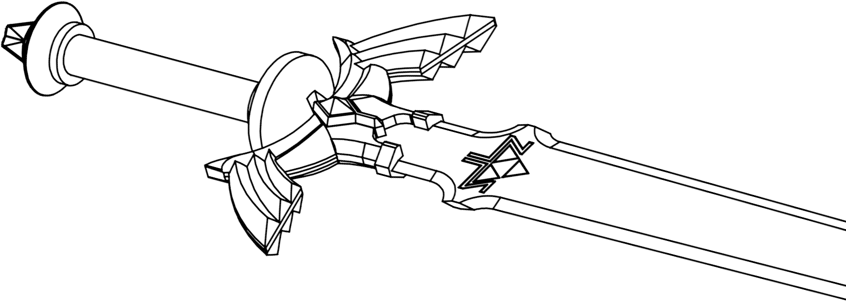 Model - Easy Zelda Sword Drawing Clipart (1770x670), Png Download