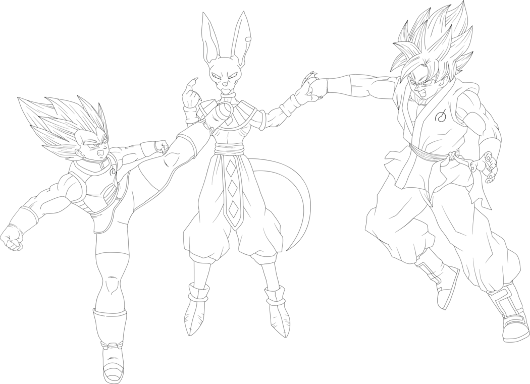 Free Dragon Ball Super Coloring Page To Print And Color - Line Art Clipart (1050x761), Png Download