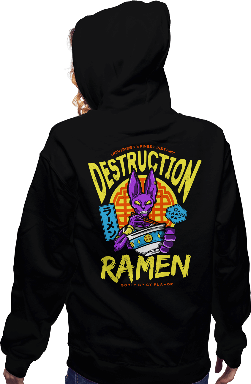 Beerus Ramen - Hoodie Clipart (930x1294), Png Download