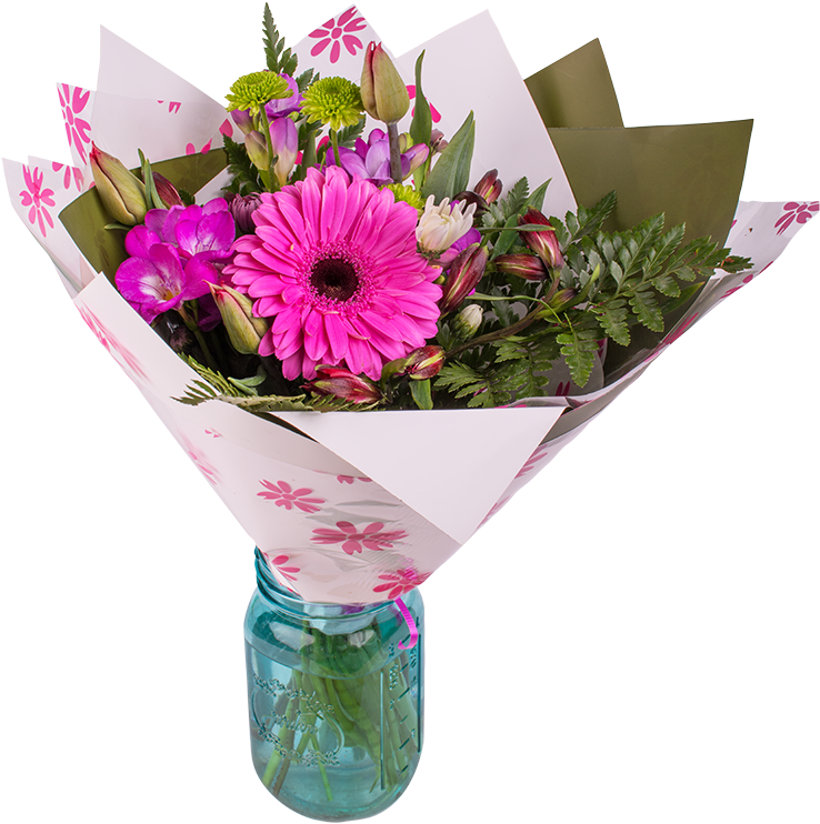 Bright, Bold, Vivid, Stimulating Hand-tied Flower Bouquet Clipart (738x742), Png Download