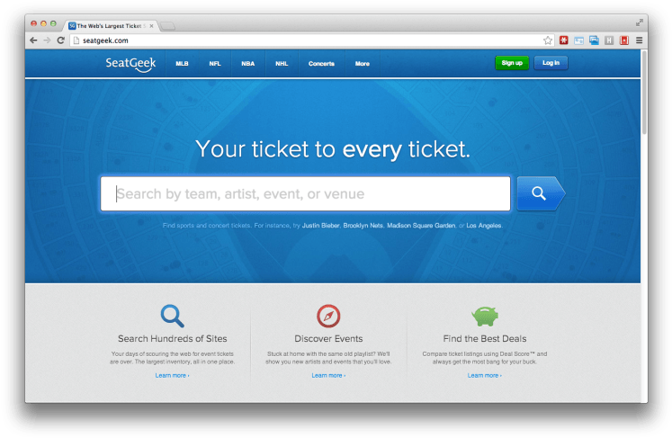 Seatgeek Homepage Ux - Large Search Box Clipart (754x494), Png Download