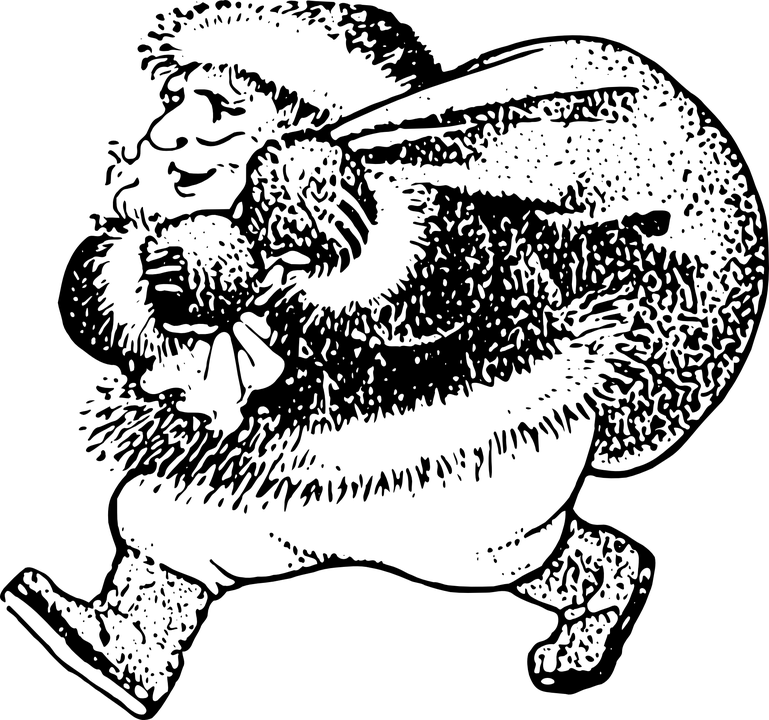 Santa Claus Vintage Drawing - Obrazy Mikołaj Czarno Biale Clipart (769x720), Png Download