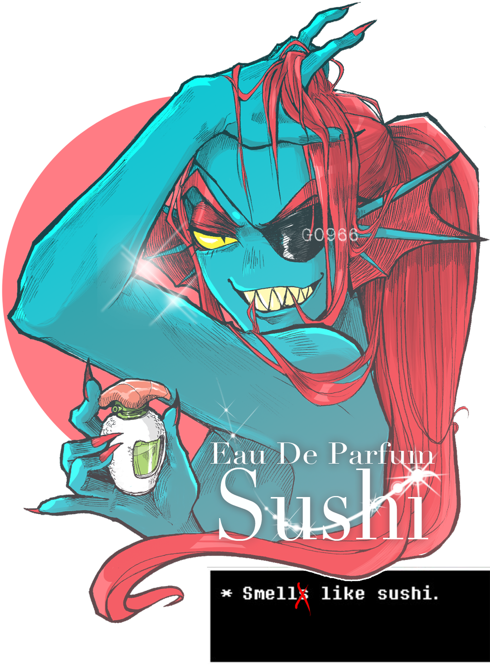 Danbooru - Undyne Smells Like Sushi Clipart (1000x1362), Png Download