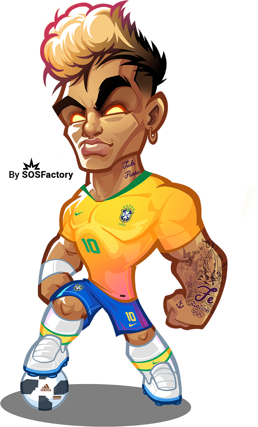 Neymar Jr Caricature - World Cup Russia 2018 Mascot Neymar Clipart (1000x1413), Png Download