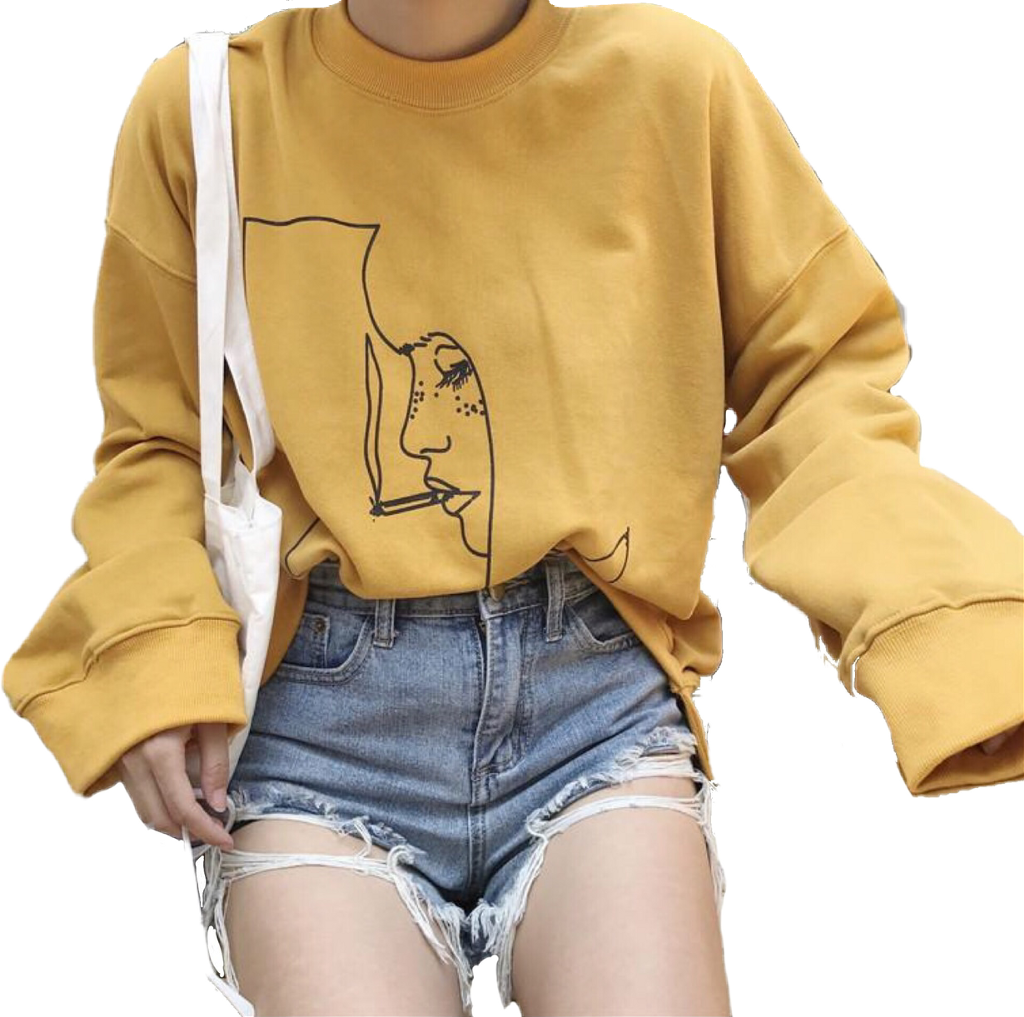 Yellow Sticker - Menina Tumblr De Amarelo Clipart (1024x1017), Png Download