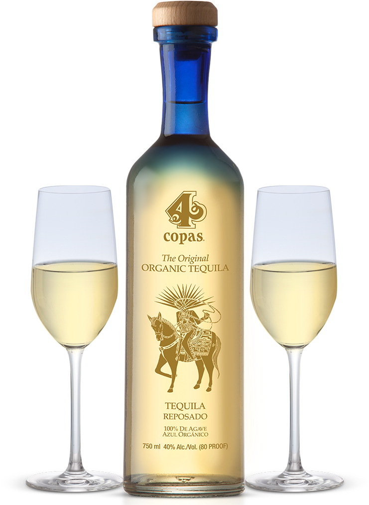 4 Copas Reposado Tequila - 4 Copas Tequila Clipart (741x1013), Png Download