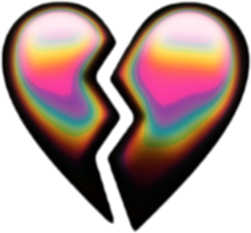 Heart Emoji Holographic Brokenheart Freetoedit Clipart (989x919), Png Download