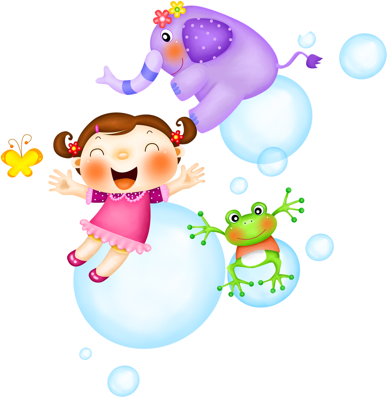 Hand Painted Cartoon Children Playing Decoratives - Animados Para Niñas Png Clipart (2000x2000), Png Download