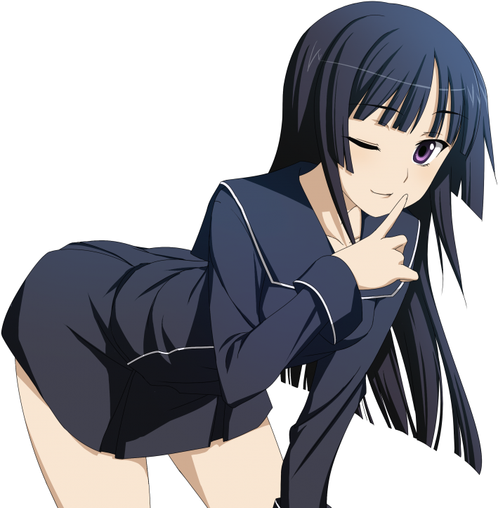 Anime, Anime Girls, Long Hair, Simple Background, Black - Anime Girl Bending Over Transparent Clipart (748x733), Png Download