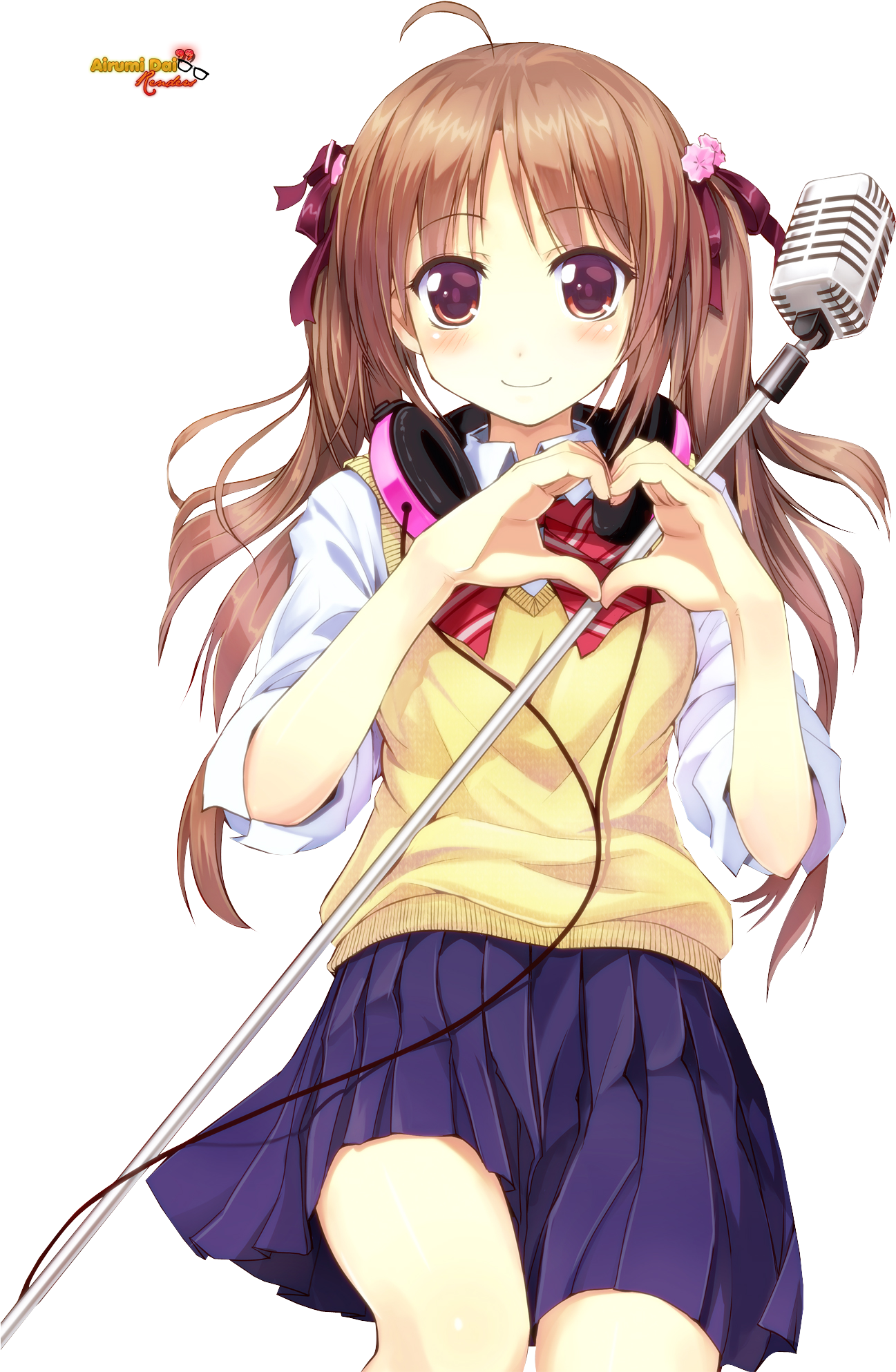 Anime Boy And Girl Making A Heart\ - Anime Girl Heart Png Clipart (1500x2000), Png Download