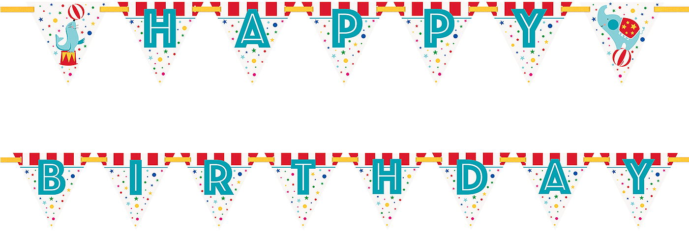 Circus Carnival Happy Birthday Banner - Birthday Clipart (1400x1400), Png Download