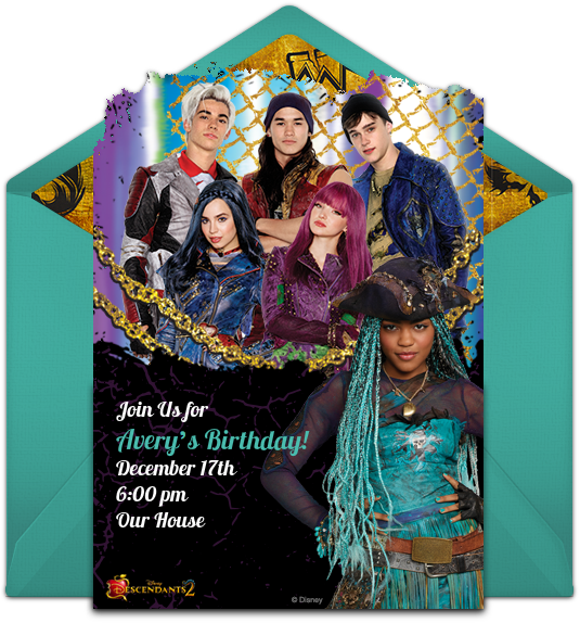 Descendants 2 Online Invitation - Holi Clipart (650x650), Png Download