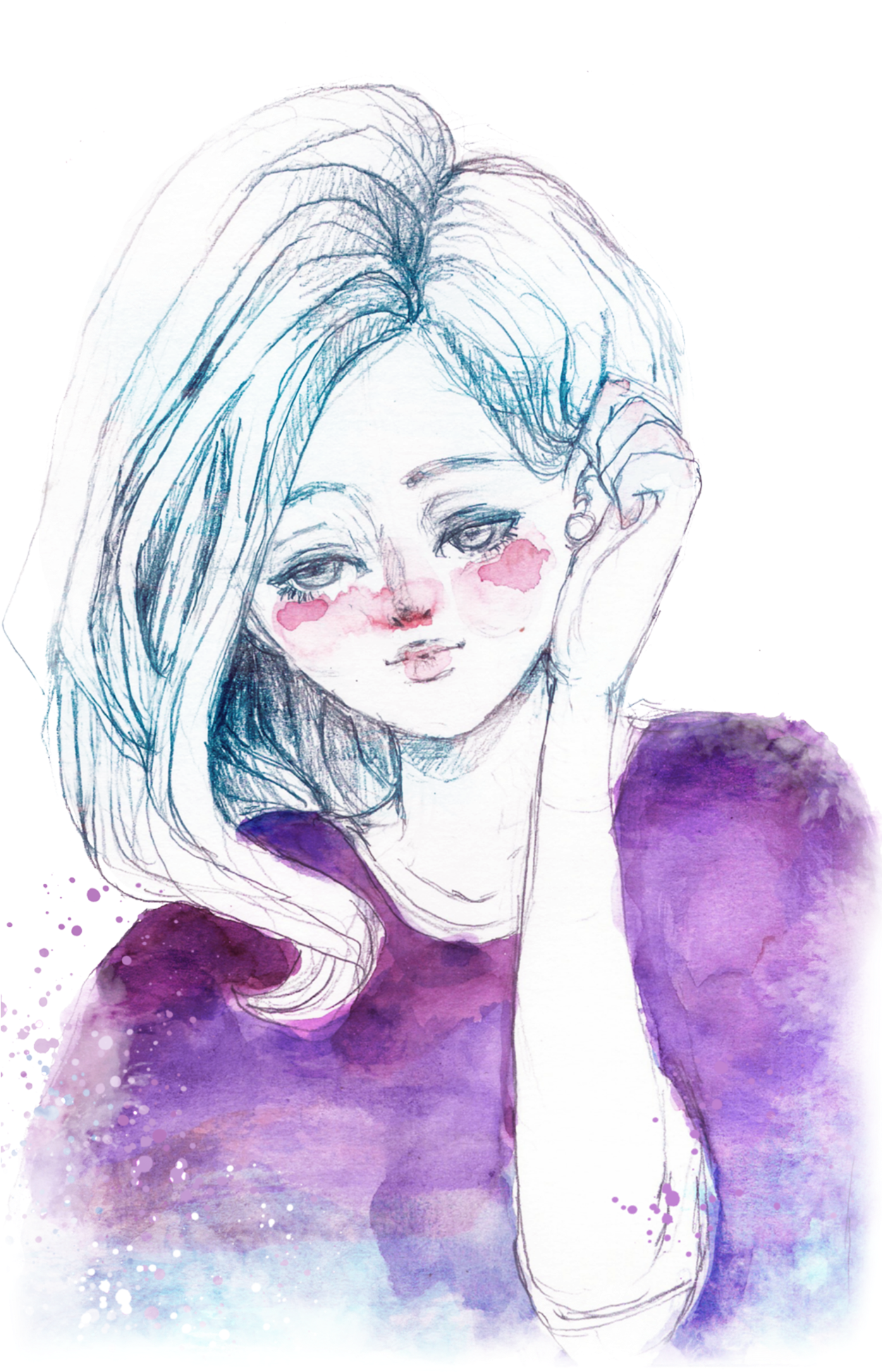 Collection Of Free Transparent Girl Watercolor - Transparent Watercolor Girl Drawing Clipart (2000x2828), Png Download