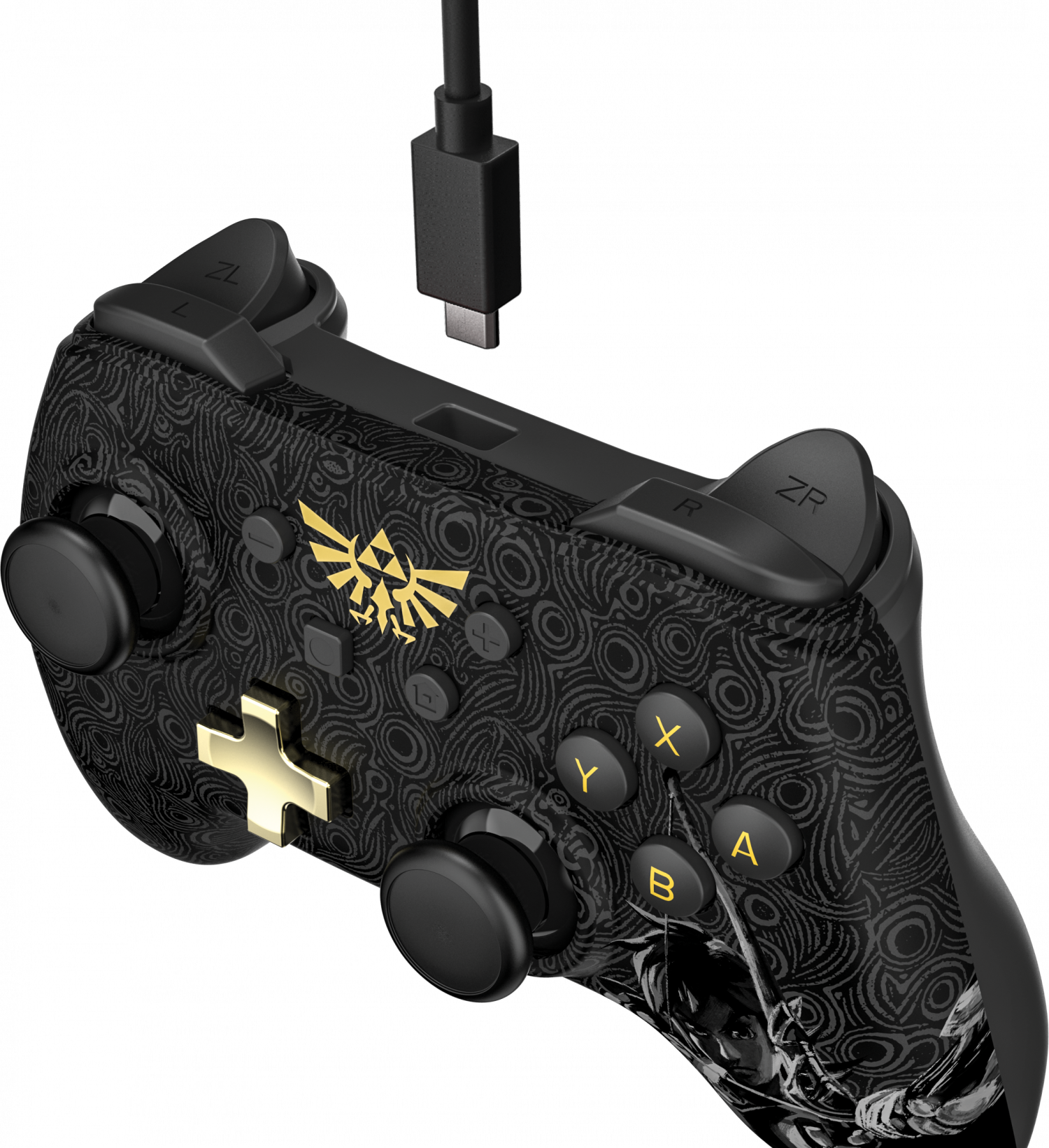 Nintendo Switch Wired Controller Plus Zelda - Nintendo Switch Zelda Controller Clipart (1500x1640), Png Download