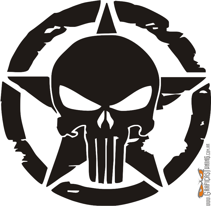 Calcoman Calavera Punisher - Jeep Stars Stickers Clipart (800x800), Png Download