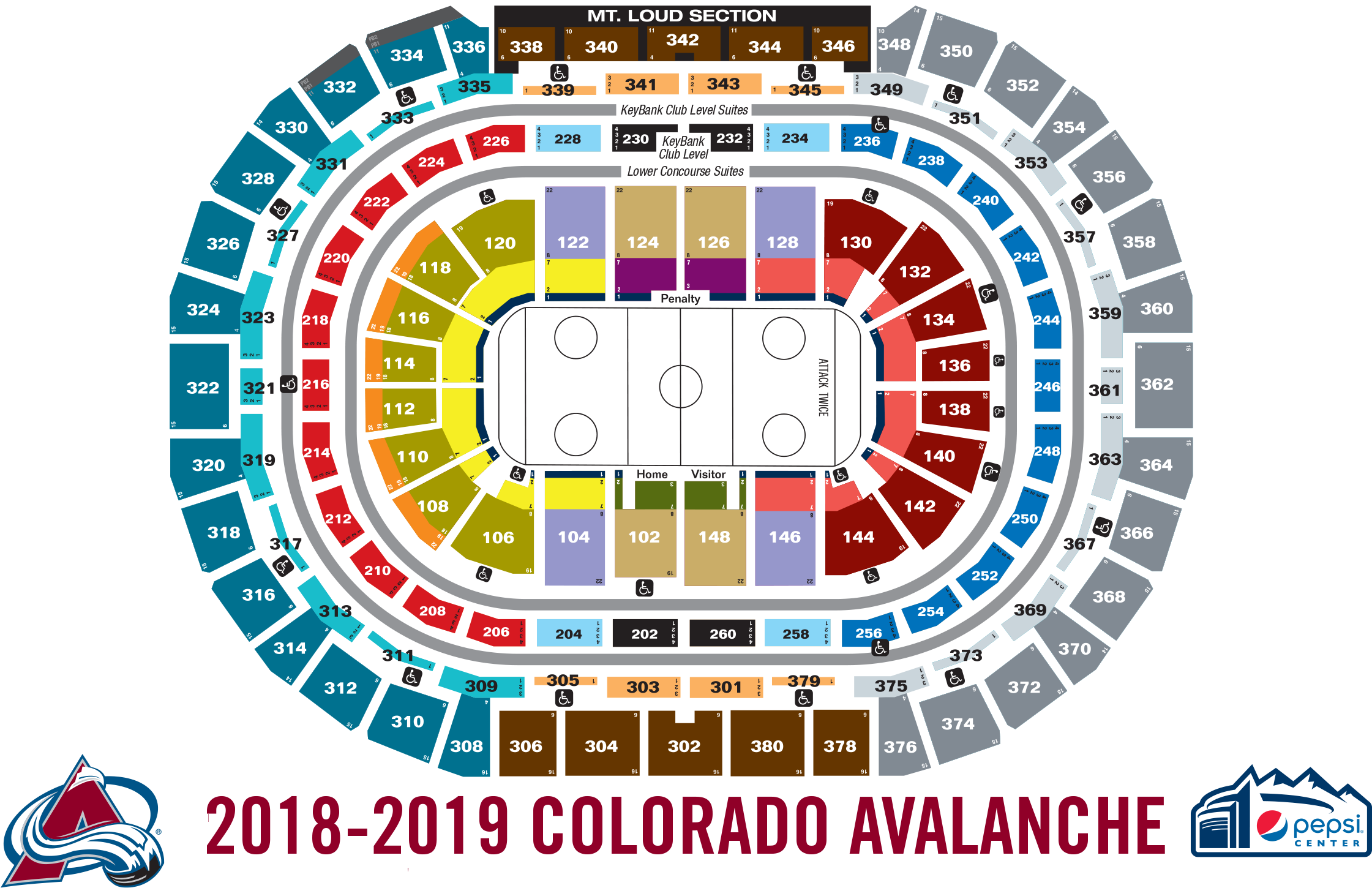 View Seating Chart - Avalanche Pepsi Center Seating Chart Clipart (2517x1481), Png Download