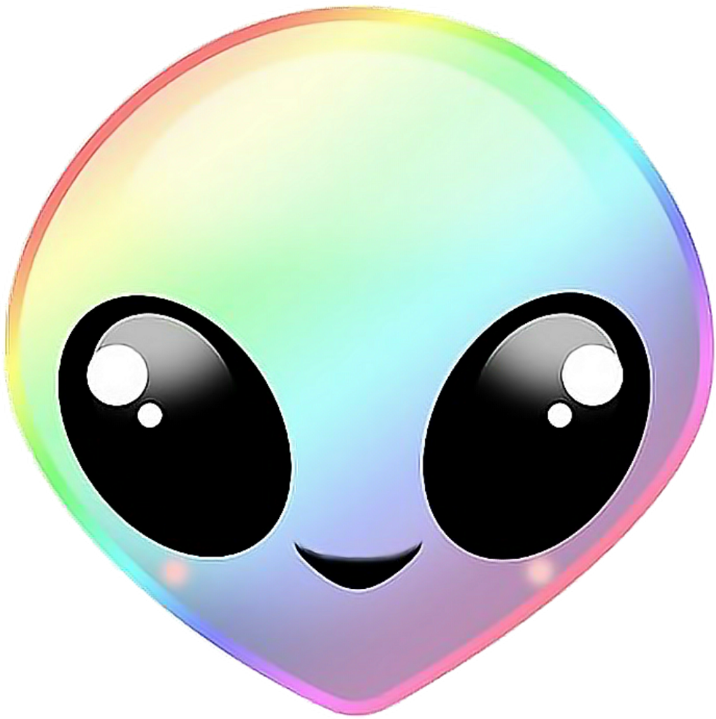 Alien Extraterrestre Rainbow Arcenciel Emoji 👽🌈 - Alien Kawaii Clipart (1024x1028), Png Download