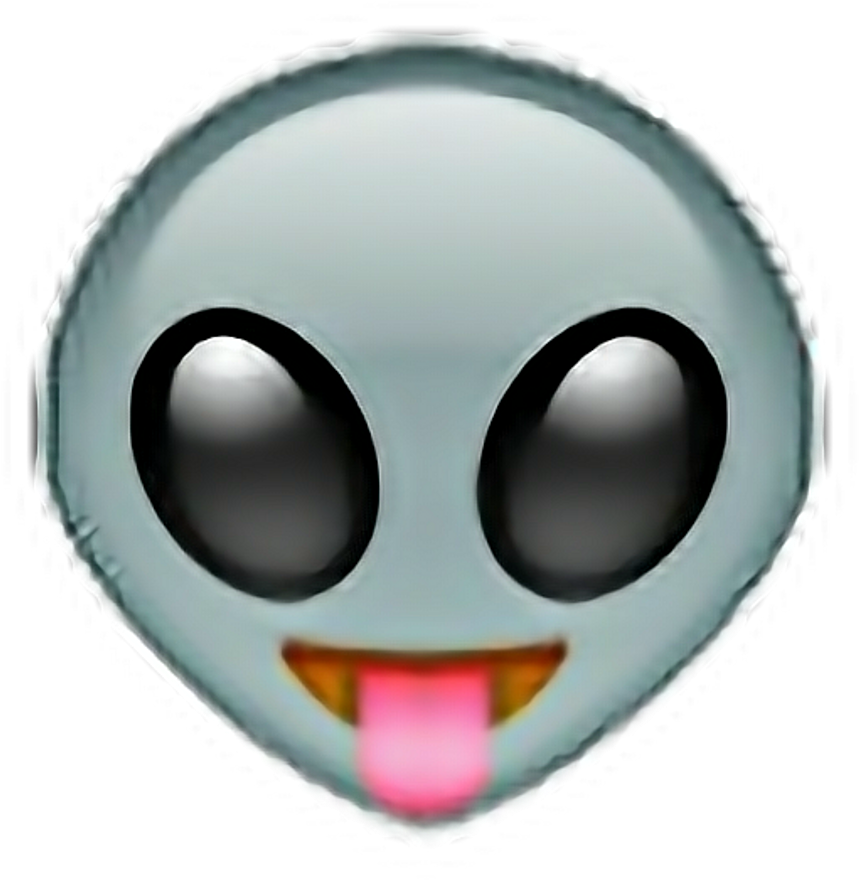 Alien Emoji Aesthetic Sticker Gray Pink Black Brown - Alien Whatsapp Emoji Png Clipart (1024x1051), Png Download