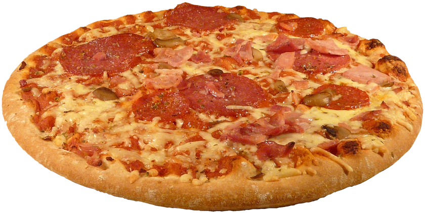 Pizza De Salami Y Jamón Clipart (960x576), Png Download