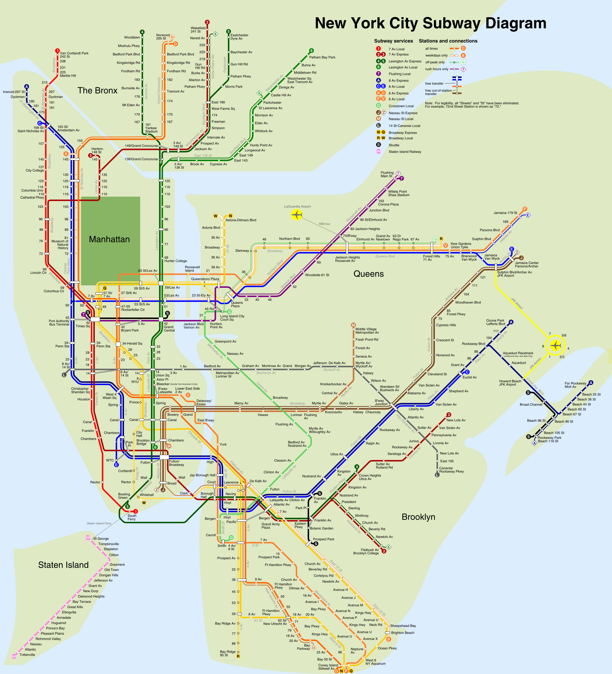 Nyc Subway 4b Shrunk - New York Subway Map Clipart (2117x2333), Png Download