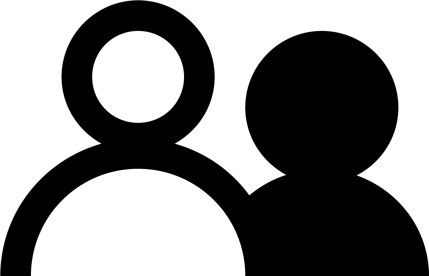 The Icon Shows Two Human-like Silhouettes From The - Circle Clipart (1401x901), Png Download