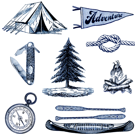 Tattoo Product Set Camping Summer Camp Tattly - Camping Clipart (690x690), Png Download