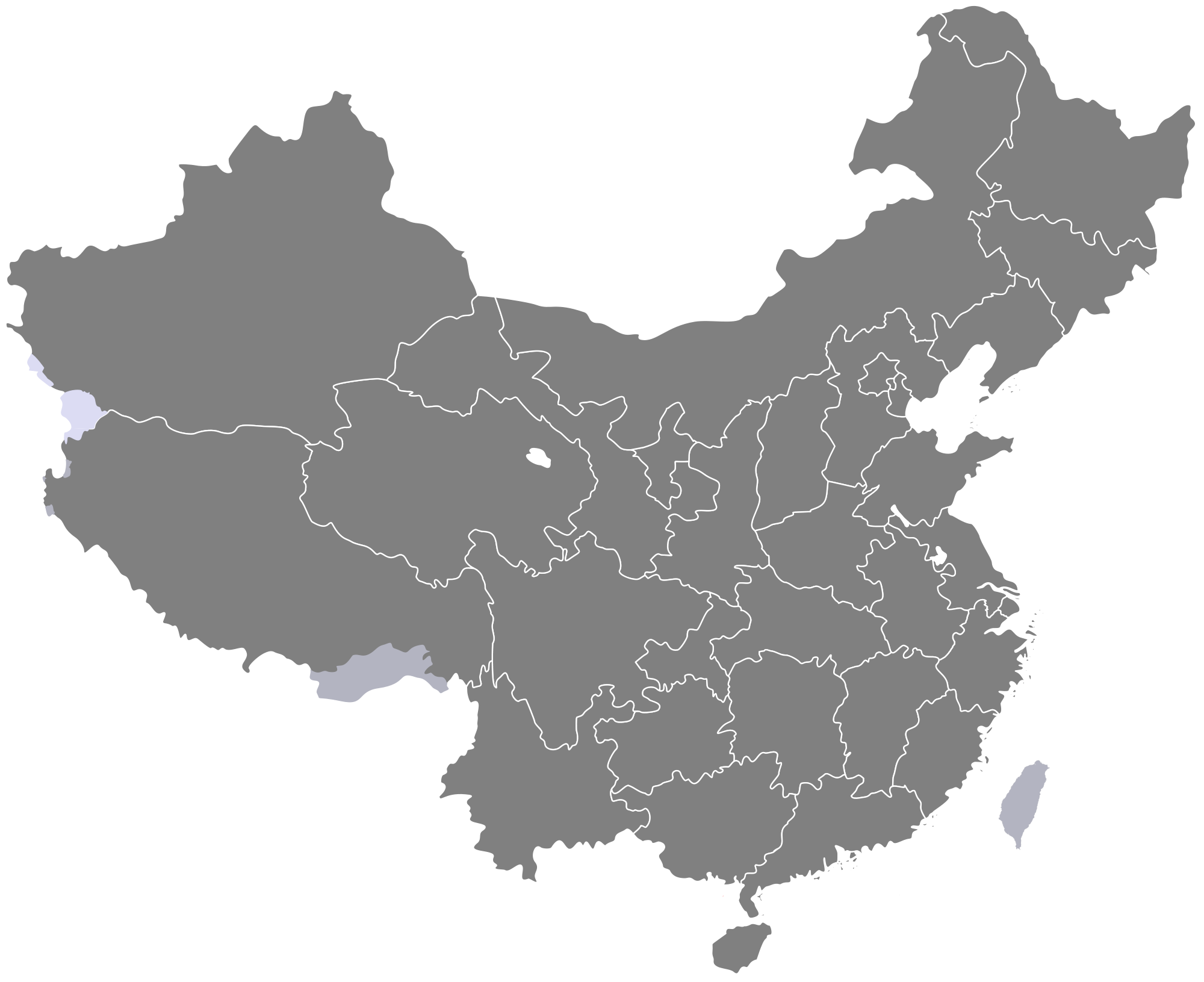 Thumb Image - China Map Provinces Png Clipart (2000x1631), Png Download