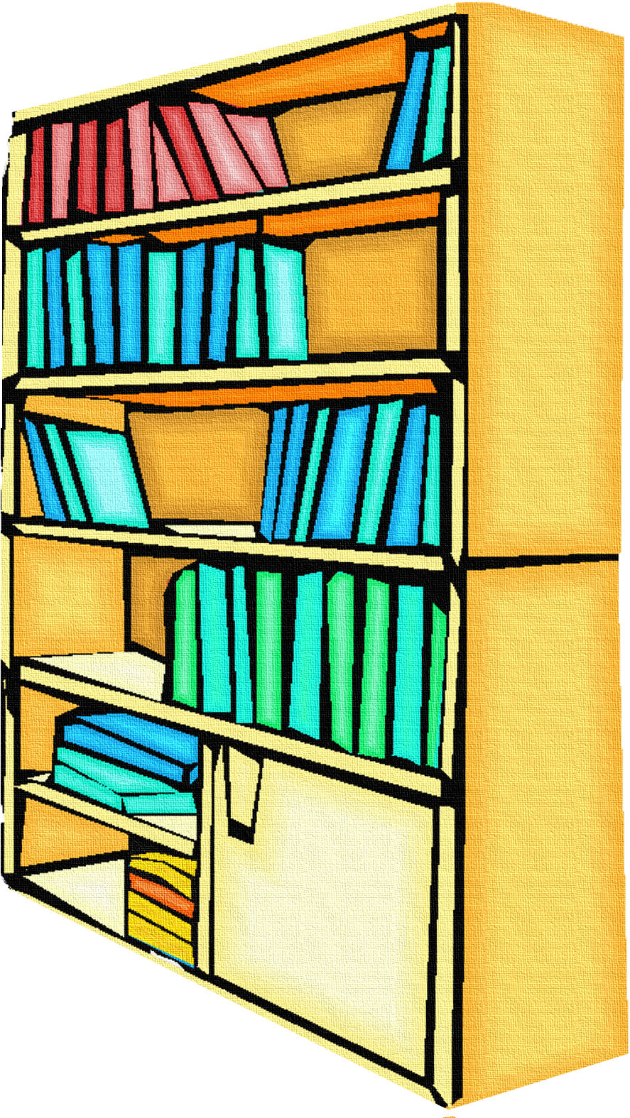 Books Bookcase Library Education - Gambar Rak Buku Kartun Clipart (1393x1920), Png Download