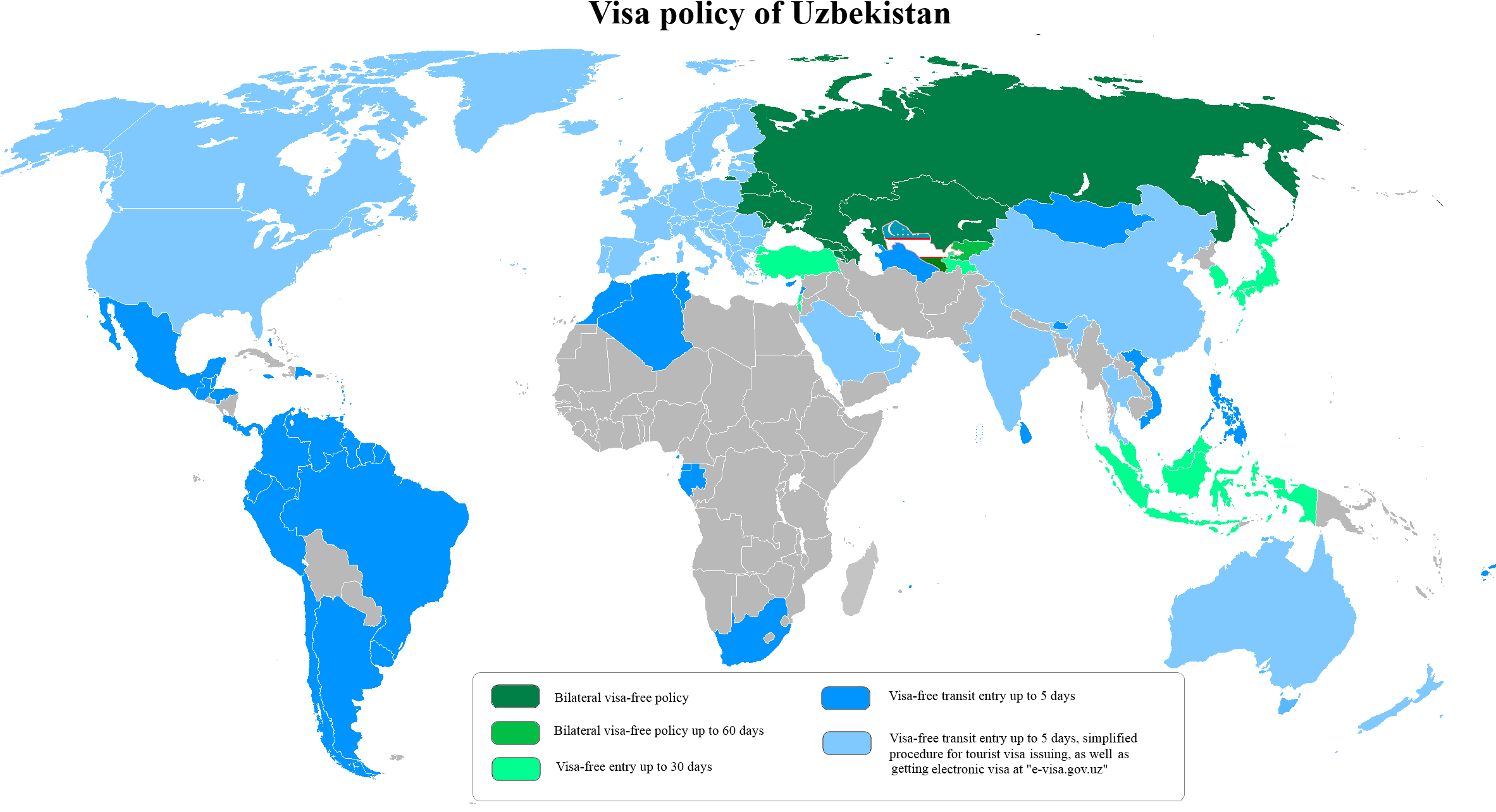 Visa Policy Of Uzbekistan With Transit Visit - Countries Where Queen Elizabeth Can Be Charged Clipart (2364x1331), Png Download