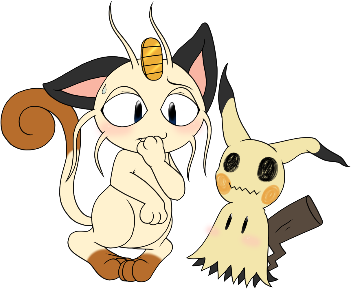 “i Ship Team Rocket's Meowth And Mimikyu - Mimikyu X Meowth Clipart (1273x1064), Png Download