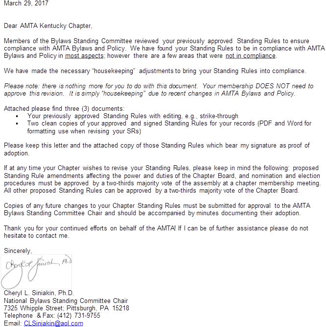 2017 Ky Chapter Standing Rules With Signature - Changes In Bylaws Documents Clipart (686x706), Png Download