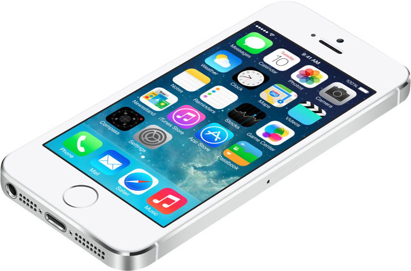 Aplicaciones - Apple Iphone 5s Silver 16 Gb Clipart (867x647), Png Download
