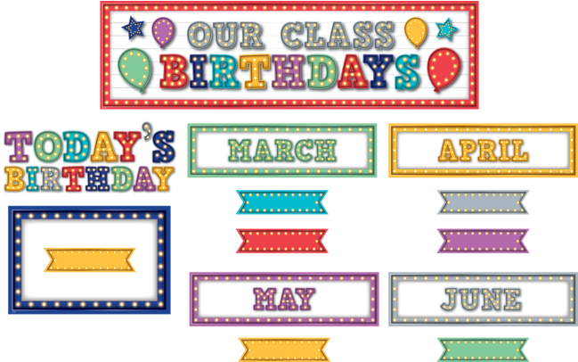 Marquee Our Class Birthdays Mini Bulletin Board - Students Birthday Bulletin Board Clipart (648x648), Png Download