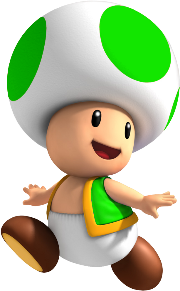 Green Toad Png - Mario Green Toad Clipart (646x1024), Png Download