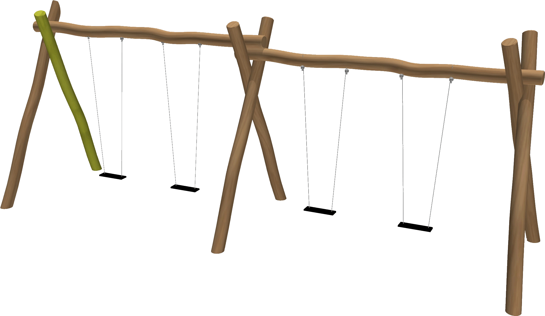 4-bay Wobbly Wood Swing - Wood Playground Png Clipart (2249x2249), Png Download