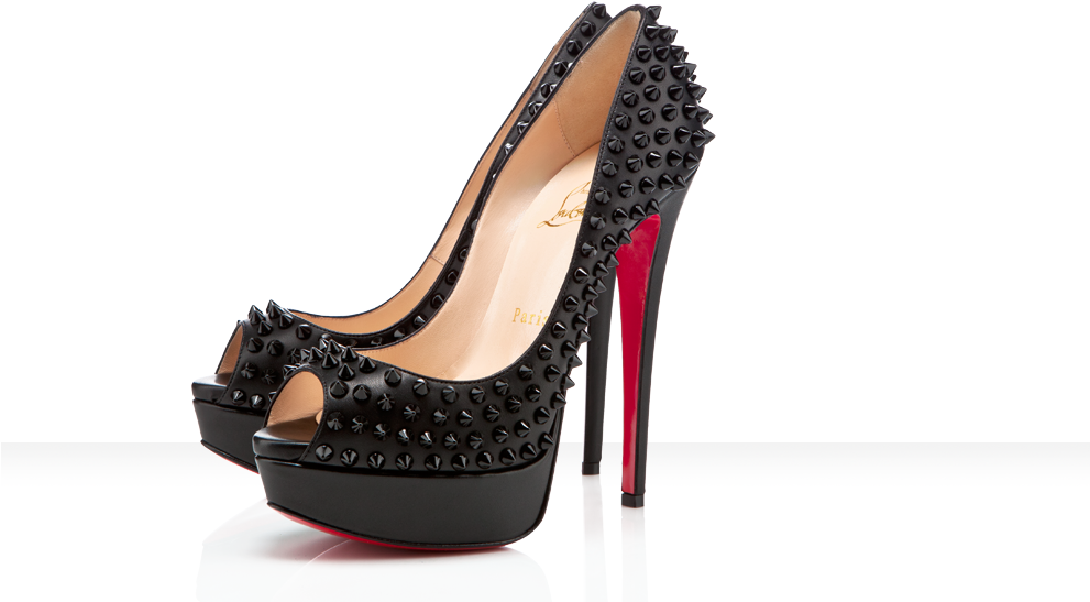 Christian Louboutin Lady Peep Black Spike Clipart (990x576), Png Download