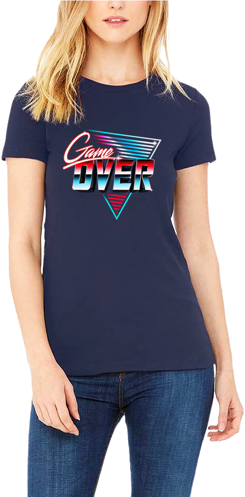 Game Over T-shirt - Black Shirt Blank Woman Clipart (1000x1000), Png Download