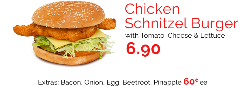Burgers & More - Chicken Schnitzel Burger Png Clipart (903x400), Png Download
