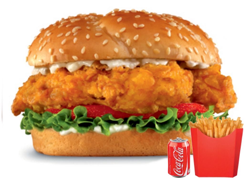 Chicken Burger Meal - Crispy Chicken Sandwich Carl's Jr Clipart (1048x746), Png Download