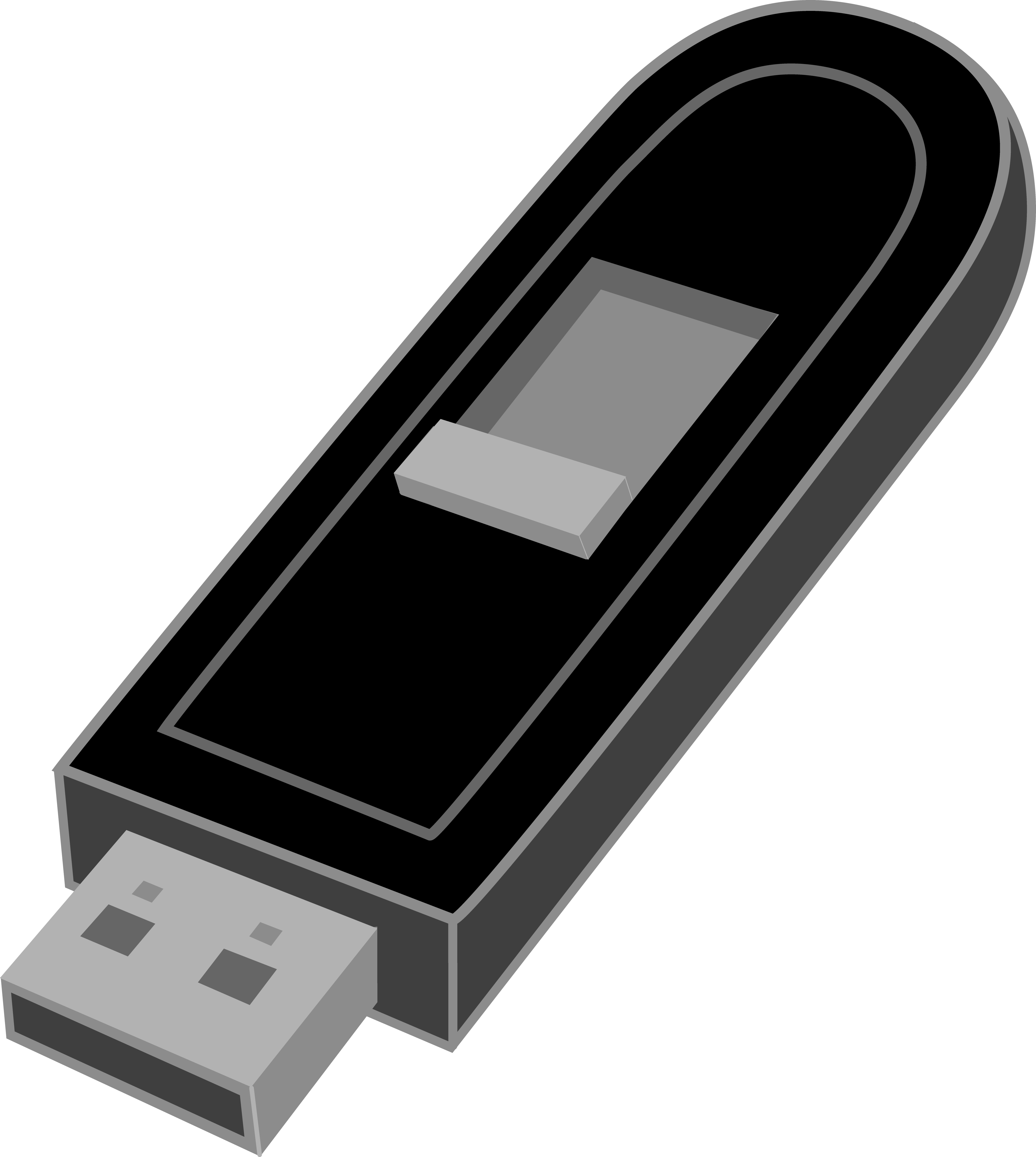 Memory Cliparts - Flash Drive Black And White - Png Download (4760x5314), Png Download